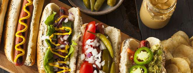 Hot dogs and toppings. Kosher products are certified through QAI’s STAR-K partnership.