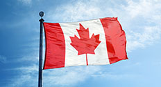 Flag of Canada on the mast